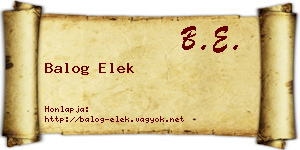Balog Elek névjegykártya